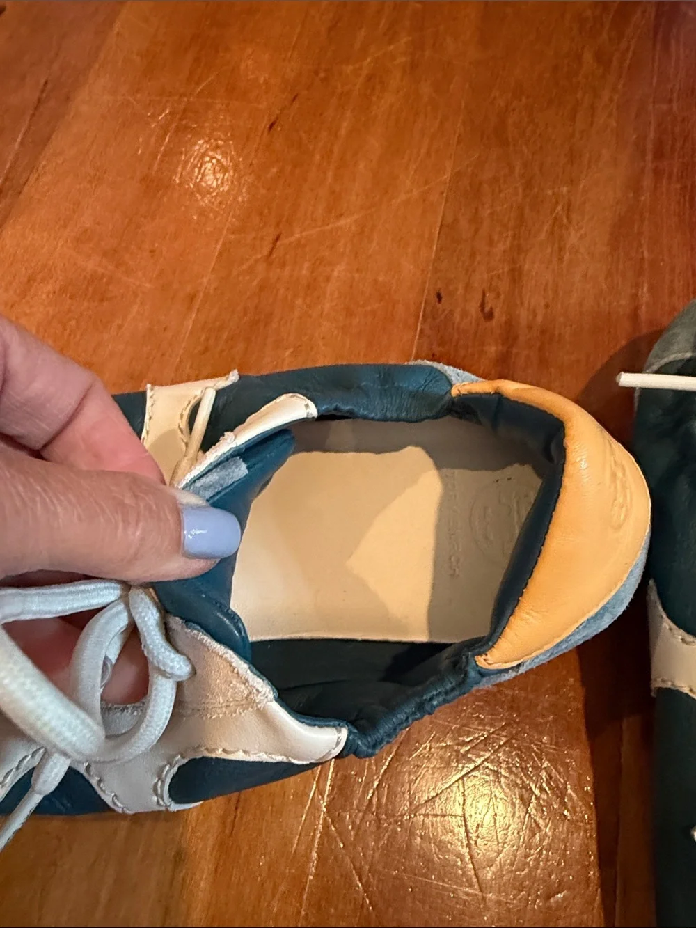 Tory Burch Teal, White & Yellow  Lace-Up Sneakers